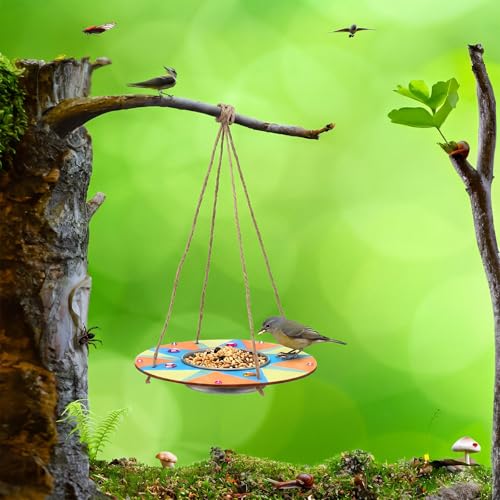 CroBlissful 12 Pack Bird Feeder Craft Kits for Kids DIY Your Own Bird Feeders with Paint and Paintbrushes Wooden Arts and Crafts for Kid Ornaments to Paint Feeders Craft for Garden (Round) - style: Round