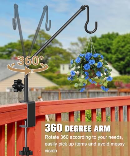20 Inch Extended Reach Deck Hook Hanger for Railing, 1 Pack | Heavy Duty Outdoor Plant Hook Holder for Hanging Bird Feeder Pole Deck Hanger Flower Basket Planter or Lanterns, Wind Chimes - size: 20 Inch 1 Pack