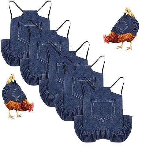 5 Pcs Chicken Saddle Hen Apron with Elastic Straps Denim Hen Feather Protector Jacket Hen Care Supplies