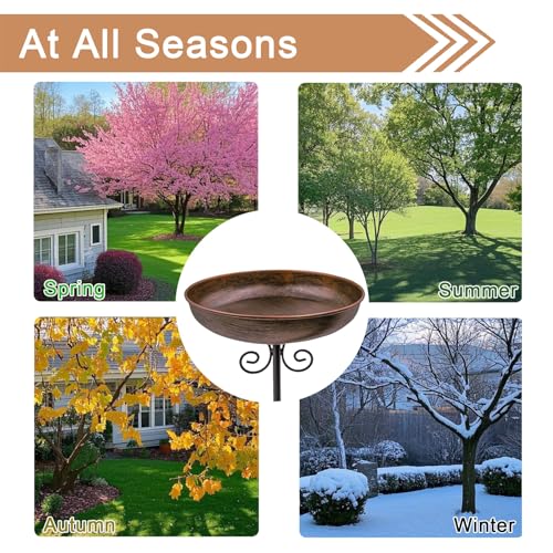 Small Metal Bird Bath for Outdoors, 10" Dia Bowl with Stake Birdbaths Garden Yard Lawn Decor 0.4 Gallon (Pack of 2) - size: 10 "diameter, 1.6" depth (Pack of 2)