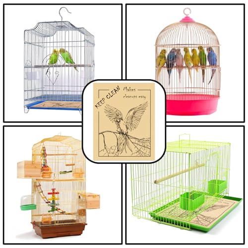 50PCS Disposable Bird Cage Liners 19.6x15.6 Inch Absorbent Precut Paper Pads for Parrots & Small Birds - Cage Bottom Protectors with Quick Cleanup Design