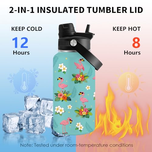 Flamingo Gifts for Women, 26oz Water Bottle with Handle for Girl Friends - color: Flamingo-Green