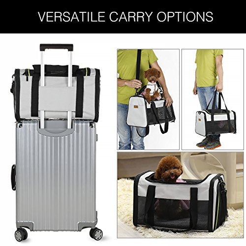 Cat Carrier - Portable Foldable Dog Pet Carrier, Soft-Sided Pet Bag up to 28 Lbs, Airline Approved Travel Puppy Carrier - color: Grey, size: 19.7"L x 12"W x 12"H