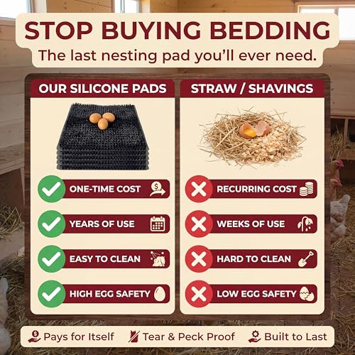 4 Pack Ultra Soft Washable Chicken Nesting Pads for Chicken Coop — Premium Food Grade Mats — 100% BPA Free — Durable & Easy to Clean Reusable Nesting Pads - size: 4 Pack
