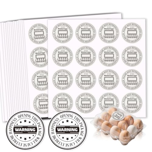 320 Pcs Farm Fresh Eggs Carton Labels, 2 Inch Round Washed Eggs Labels Self-Adhesive Egg Packaging Stickers for Chicken Egg Box Container Farm Supplies - color: Washed Eggs