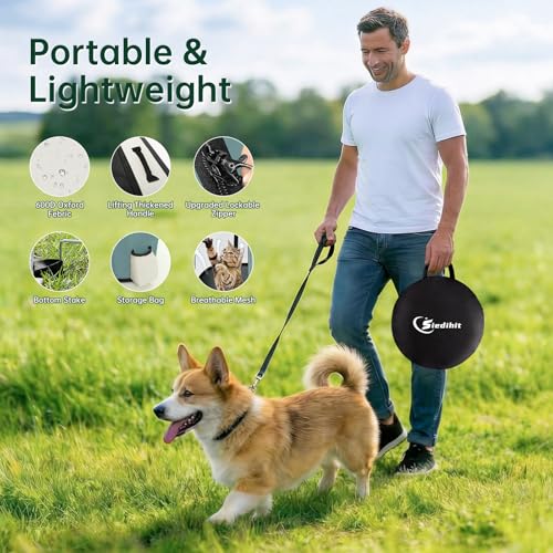 Siedihit 31" Dog Playpen,Cat Puppy Pen, Pet Portable Crate Indoor Outdoor | Durable Travel Camping Use,Foldable Dog Kennel Tent Cage for Rabbit Small Animals with Carrying Case(Grey, Medium) - color: Grey, size: Medium