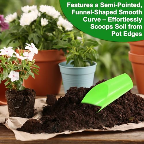 M METERXITY 6-Pack Bonsai Soil Scoops, Plastic Garden Soil Scoops Bucket Shovel Potting Scoopers for Transplanting/Flower Planting/Plant Succulent, Colorful Small Gardening Tools [Green] - color: Green