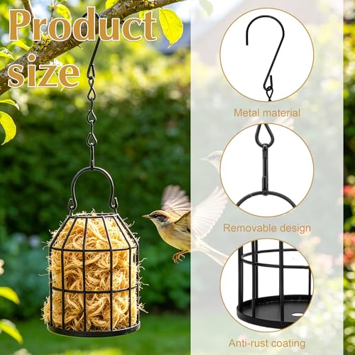 AKAZA 2 Pcs Refillable Bird Nesting Material Holders Outdoor Hanging Cage | Bird Nest Material Holder; Refillable Steel Cage; Outdoor Hanging Station; Hummingbird Supply; Garden Bird Decor