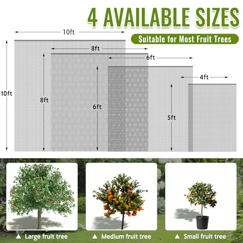 2 Pack Fruit Tree Netting Bags with Zipper and Drawstring, 8 x 8ft Ultra Fine Mesh Garden Netting Plant Cover, Bird Netting for Blueberry Bushes, Fruit Trees, Flowers (Black, 8 x 8 ft) - color: Black, size: 8 x 8 ft
