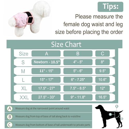 Female Dog Diapers - Premium Reusable Diapers for Doggie in Heat - Highly Absorbent Dog Diapers Female for Pet Incontinence with Adjustable Snaps Flowers, S - color: Floral, size: Small（New Born-11.5“Waist）