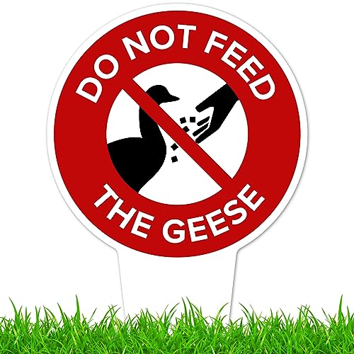 Please Do Not Feed the Geese Sign, 9"x17", Heavy Duty Integrated Ground Stakes, Indoor/Outdoor Use, Rust Free Aluminum Composite, Made in USA by My Sign center - color: Geese, size: 9"x17"
