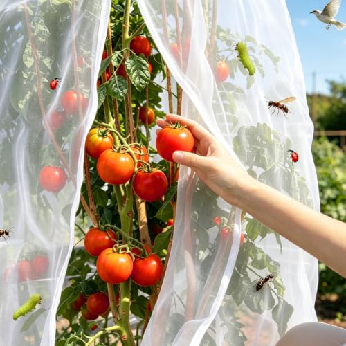 4PCS 2.7Ft × 3.3Ft Fruit Tree Netting with Zipper and Drawstring, 60 Mesh Thickened Garden Bird Netting for Blueberry Bushes, Fruits, Vegetables, Insect Bird Barrier Mesh Protective Cover - size: 2.7Ft × 3.3Ft