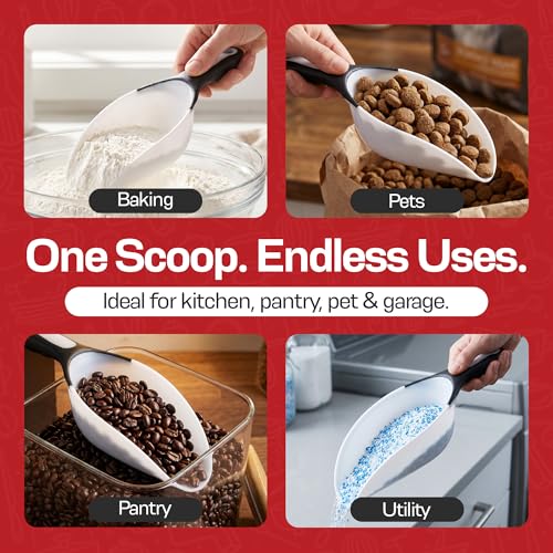 Rockland Guard 1-Cup Multipurpose Scoops (2-Pack) – Flexible Funnel Tip for Spill-Free Pours – Heavy-Duty Ice Scoop for Freezer & Kitchen – Dog Food Scoop & Flour Scoop for Canisters - size: 2 Pack