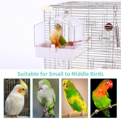Colorday Hanging Bird Bath for Cage, Pet Parrot Bath, 6.7X6.7X7.74 inch | For Small to Medium Birds, Parakeets, Cockatiels, Budgie, Quaker, Conure, Lovebirds, Finches