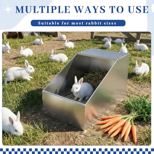 Maxcheck Galvanized Metal Rabbit Nesting Box with Removable Wire Mesh Bottom 18.5 x 10.6 x 10 Inches Bunny Small Animal Nest Durable Easy to Clean for Indoor Outdoor Use Rabbit Supplies