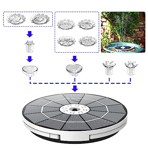 AISITIN 3.5W Solar Fountain Remote Control, LED Colorful & 3000mAh Battery | Solar Fountain Pump with Bracket and 8 Nozzles, Solar Water Fountain for Bird Bath, Garden, Pond and Outdoor