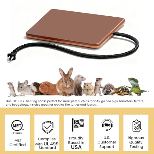 Small Animal Heating Pad, Small Animal Bed, Outdoor/Indoor Winter Thermal Heating Pad for Rabbits, Guinea Pigs & Chickens, Waterproof & Chew-Resistant, Energy-Efficient (S:11.8" x 8.2“) - size: S:11.8" x 8.2“
