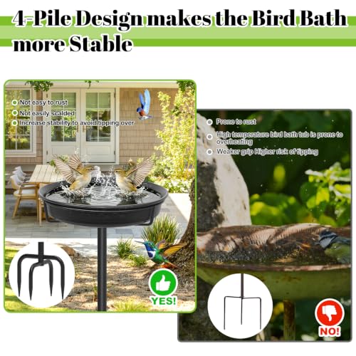 39In Freestanding Birdbaths Bowl Outdoor, Free Standing Garden Bird Bath Bird Feeder Bowl with Metal Stake, Detachable Decoration Spa Birdfeeder for Garden Patio Yard Lawn, New Upgrade(A) - color: Black