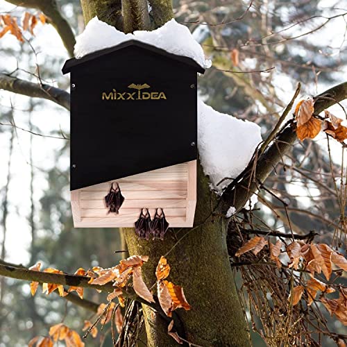 Bat House Bat Box Double Chamber Outdoor House Nursery Bat Shelter Habitatbig bat Box Handcrafted from Cedar Wood - Easy for Bats to Land and Roost - Weather Resistant & Ready to Install - color: Black 1
