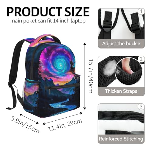 Galaxy Swirl Backpack for Women Men Teen Girls School Laptop College Cosmic Spiral Sky and Mountain Backpacks for Gifts Travel Hiking Work Camping, Polyester Lightweight Aesthetic Bookbag Back Pack - color: Galaxy37