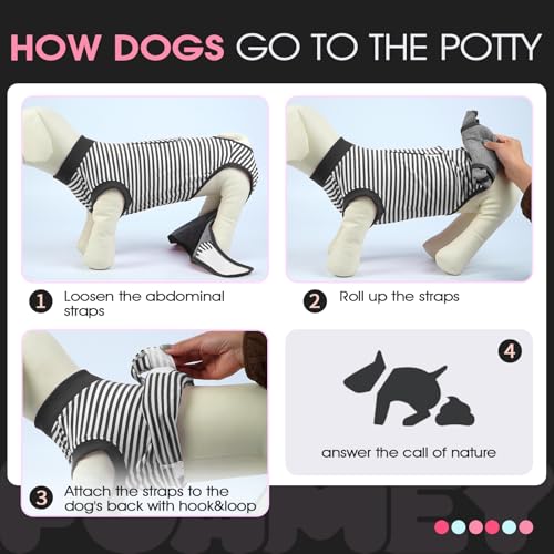 Dog Recovery Suit Male,Dogs Surgery Neuter Suits Puppy Spay Shirts for Female Protect Dog's Skin Anti Licking Abdominal Wounds Doggie Onesie Pet Bodysuit Alternative to Cone Gray Stripes XS - color: Grey Stripes, size: Xs(back:8.3-11.4in,wt:4-7lbs)