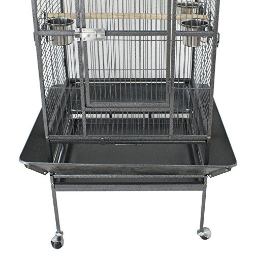 68 inch Iron Bird Cage, Play Top Parrot Cage with Rolling Stand for Parrot Cockatiels Parakeet Cage Macaw Finch Cockatoo Perch Pet House, Black - size: 68 inch