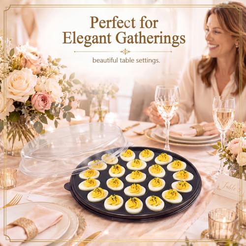 Shellwei 5 Pack Extra Large Deviled Egg Containers with Lids | Holds 110 Eggs Total (22 Each), Disposable Deviled Egg Tray Stackable Platters Trays for Party, Picnic & Fridge Storage - style: 22 Each