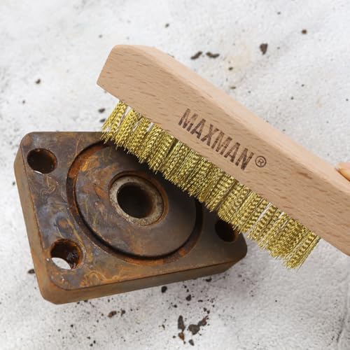 MAXMAN Brass Brush, Soft Brass Bristle Brush, Wire Brushes for Cleaning Metal Rust, Welds with 10" Beechwood Handle, 2 Pcs - style: 2Pcs Soft Brass Bristle Brushes