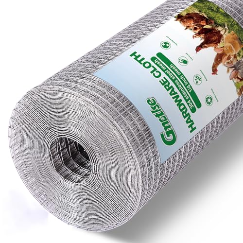 Hardware Cloth 1/4 inch 23 Gauge Small Size 304 Stainless Steel mesh Chicken Welded Wire Fencing Wire Mesh Roll Fencing Garden Fence Squirrel Tunnel Network 12in×33ft - size: (1/4in)12inx33ft