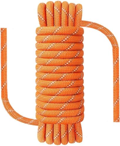 Climbing Rope, Waterproof Anti-Freezing Static Rope, Reflective, Floating, for Climbing, Arborist, Rappelling, Swing, Boating, Marine, Rafting and Caving - color: Orange, size: 3/8" x 100'