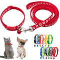 Red Puppy Collar and Lead Sets, XS Dog Collar and Lead Set Pawprint Adjustable Kitten Collar with Bell for Tiny Little XXS Extra Small Breed Pets Dogs Cats Girls Female - color: Red
