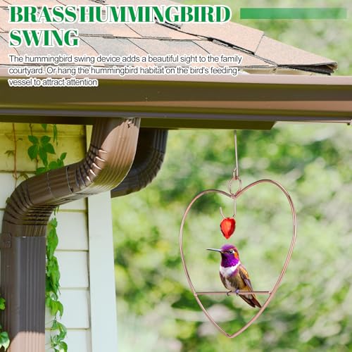 LemonRoad Hummingbird Swing, Tweet Heart Birdie Swing, Copper Hummingbird Perch Metal Frame for Wild Finches & Orioles Bird Outdoors Indoor Trunk Lawn Patio Garden (Copper) - color: Copper