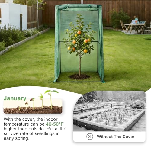 4x4FT Plant Netting Cover – 6FT Tall Garden Bird & Animal Cage for Vegetables & Fruits, Durable Mesh with Steel Frame and 4 Stakes