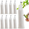GXXMEI 8PCS 3.9" x 15.7" White Finch Sock Feeder for Outdoor, Durable Thistle Seed Feeder Sacks, Bird Food Supply Tools for Garden Yard Wild Finch Feeding