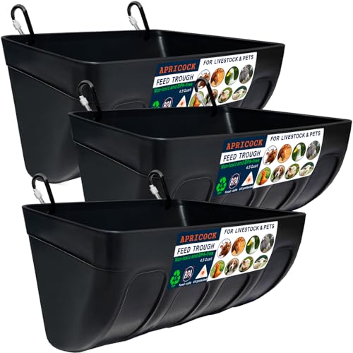 Chicken Feeder Waterer, Goat Feeder - 3 Pack, 5.5 Quart, for Goats Chickens Duck Sheeple Dogs Piglets Deers Gooses, Turkeys, Goat Supplies