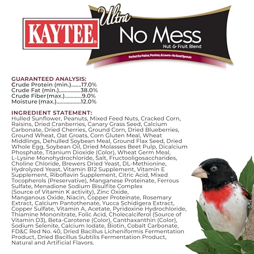 Kaytee Wild Bird Ultra No Mess Nut & Fruit Food Seed Blend For Blue Jays, Woodpeckers, Juncos, Cardinals, Grosbeaks, Sparrows, and Finches, 5.5 Pound - size: 5.5 Pound (Pack of 1)