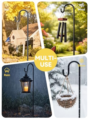 Bird Feeder Pole, 78" Shepherds Hooks for Outdoor, Hummingbird Feeders Stand Heavy Duty with Stable 5-Prong Base, Hanging Plant Shepherd Hook Hanger Stick for Outside Garden Yard Wedding - size: 78"
