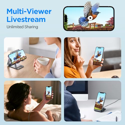 Smart Bird Feeder with Camera Solar Powered,2K UHD Video Live Stream,Easy Set Up,AI Bird Species Identification, Auto Capture Videos&5MP Photos,Instant Alerts,Gifts for Bird Lovers