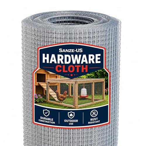 SANZEUS Hardware Cloth, 48in x 100ft 1/2in Mesh, 19GA Chicken Wire Fencing | Hot-dip galvanized after welding, heavy-duty wire mesh, rust resistant, chicken coops, garden beds, rabbit cages, tree guards - size: 1/2inch 48inx100ft