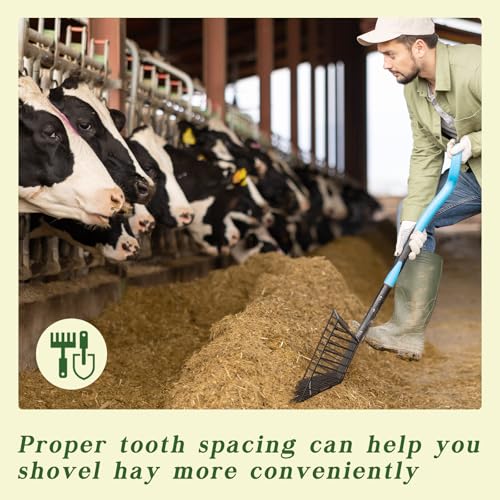 Tandefio 2 Pcs Metal Pitch Fork Replacement Head with Deep Basket Design Metal Manure Fork Head Bedding Rake Replacement Horse Rake Bulk for Horse Stall Picking up Manure Garden Animal Husbandry