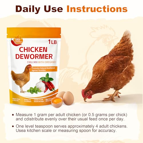 Natural Chicken Dewormer with Chili Powder, Herbal Poultry Care Blend, Safe for Laying Hens, 1 lb Bag