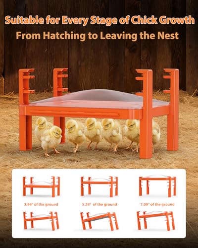 Brooder Plate for Chicks,11" x 15" Chick Heat Plate with Adjustable Height & Temp,200W Brooder Heater Warmer for Chicken Coops Poultry (Orange) - color: Orange