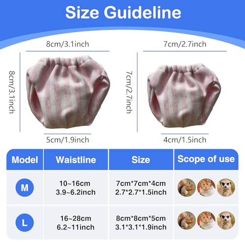 2PCS Small Pet Diapers,Adjustable Sugar Glider Diapers Climbing Diapers,Washable,Specially Designed for Use on Pet Squirrels Small Medium Guinea Pig. (Pink Stripes, M) - color: Pink Stripes, size: M