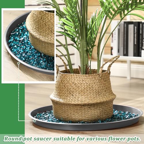 Eccliy 6 Pack Plastic Plant Saucer Heavy Duty Planter Saucers Large Plant Pot Saucers Plastic Water Trays for Indoors and Outdoors Flower Plant Plant Drip (Gray,23 Inch) - color: Gray, size: 23 Inch, style: Round