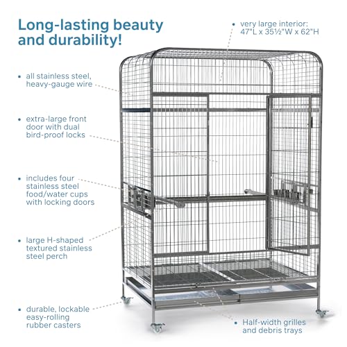 Prevue Pet Products Imperial XXL Stainless Steel Bird Cage - size: XXL