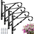 AMAGABELI GARDEN & HOME 4 Pack Hanging Plant Brackets Outdoor 12" Metal Fence Wall Plant Hanger Hooks for Hanging Flower Baskets Bird Feeders Lanterns Wind Chimes Rust-Resistant Black - size: 12 Inch, style: 4-Pack Twist Hook 1