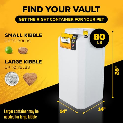 Vittles Vault Traditional Pet Food Storage Container For Dog Kibbles/Bird Seed/Oatmeal/Rice/Flour/Cereal, BPA Free Plastic, Sealed Airtight For Cat Food, Up To 80 lb, Made in USA, With Scoop, Gray - size: 80 Pounds