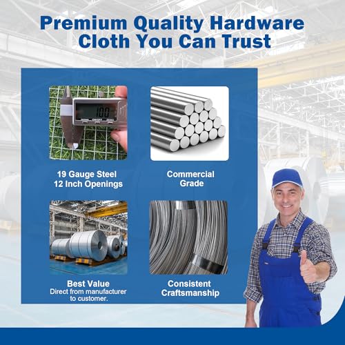 Hardware Cloth 1/2" x 1/2" 16 in x 50 ft, 19 Gauge Chicken Wire Fence, Welded Wire Fencing Mesh Roll with Cutting Plier & Gloves for Garden, Coop & Pet Enclosures