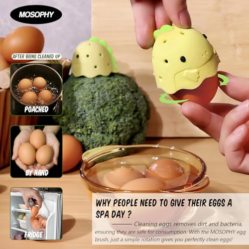 Silicone Egg Washer - Cute Dinosaur Egg Cleaner for Fresh Eggs, Fruits & Veggies, Ideal for Homesteaders, Backyard Chickens & Egg Collectors