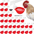 LemonRoad 30 Set Automatic Chicken Waterer Cups with 1/2" PVC Tee Fitting Chicken Drinking Bowl, Poultry Drinker Mounting Hole Opener,Water Dispenser Feeder for Duck, Goose, Pigeon(Light Red) - color: Light Red